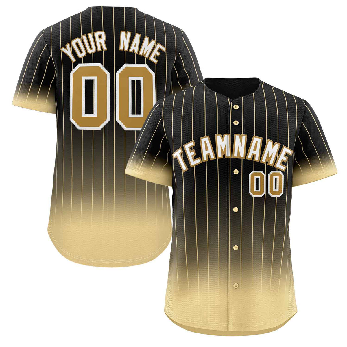 Benutzerdefinierte schwarz khaki-weiß Gradienten Streifen Mode authentische Baseball Jersey