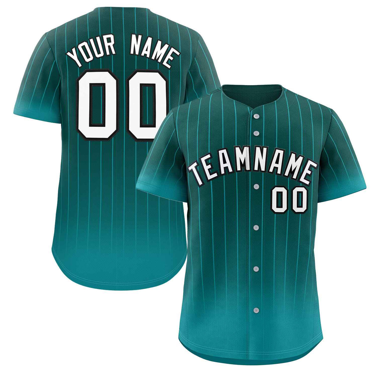 Maillot de baseball authentique à rayures dégradées blanc-noir Aqua personnalisé