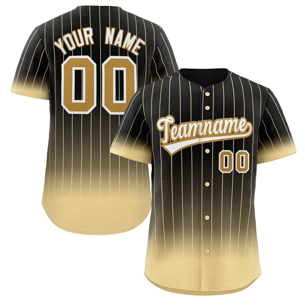 Benutzerdefinierte schwarz khaki-weiß Gradienten Streifen Mode authentische Baseball Jersey