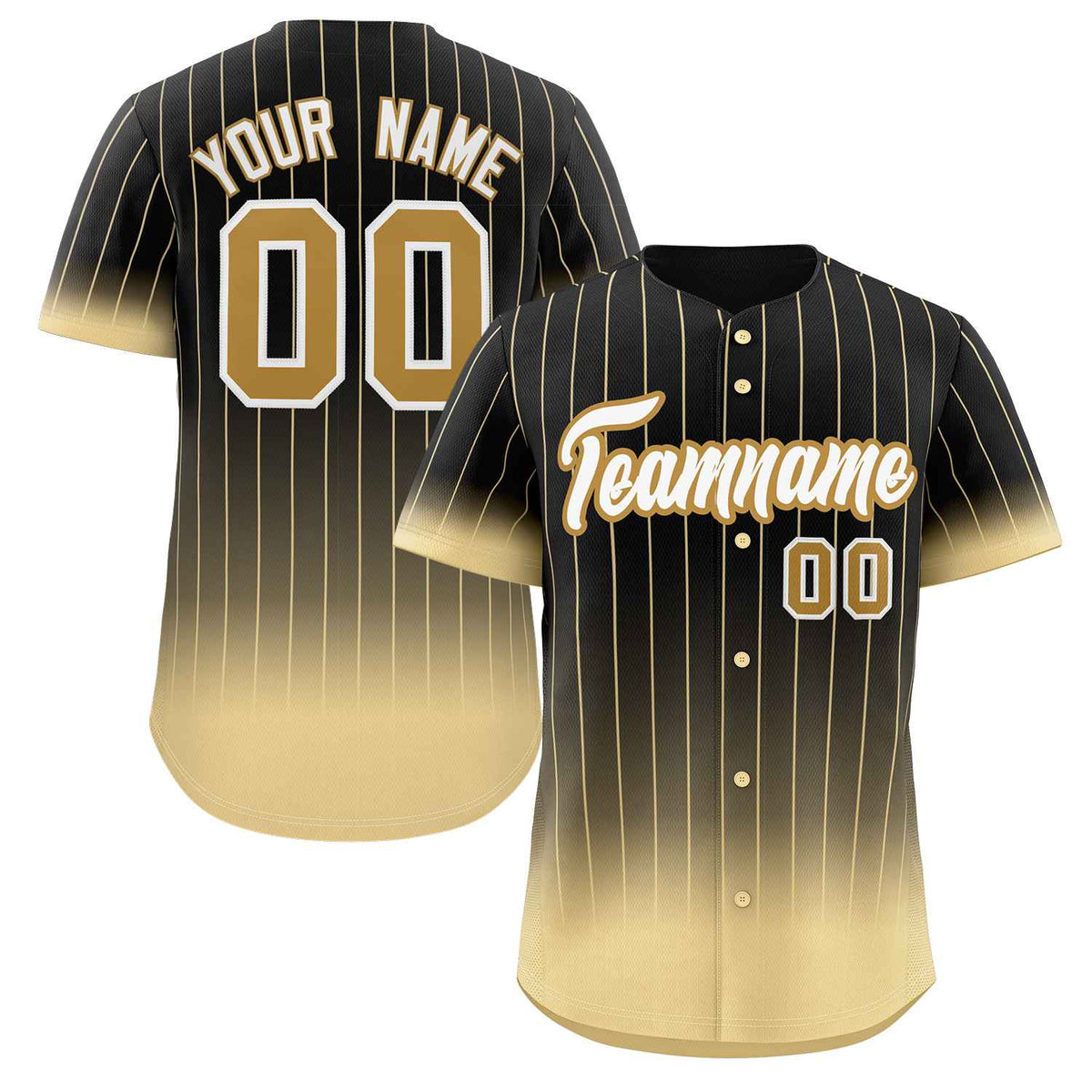 Benutzerdefinierte schwarz khaki-weiß Gradienten Streifen Mode authentische Baseball Jersey