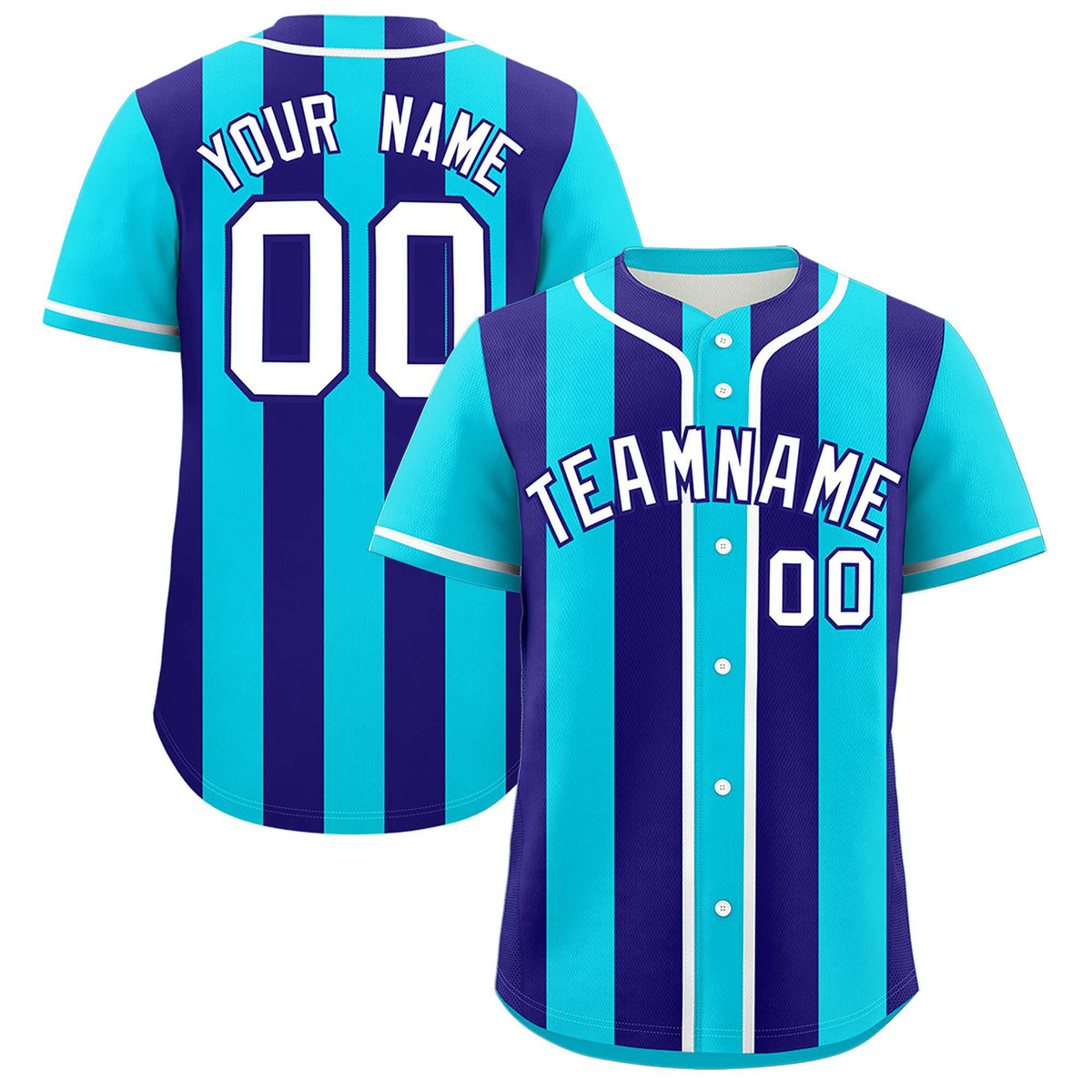 Custom Sky Blue Purple Thick Stripe Fashion Authentic Baseball jersey | KXKSHOP
