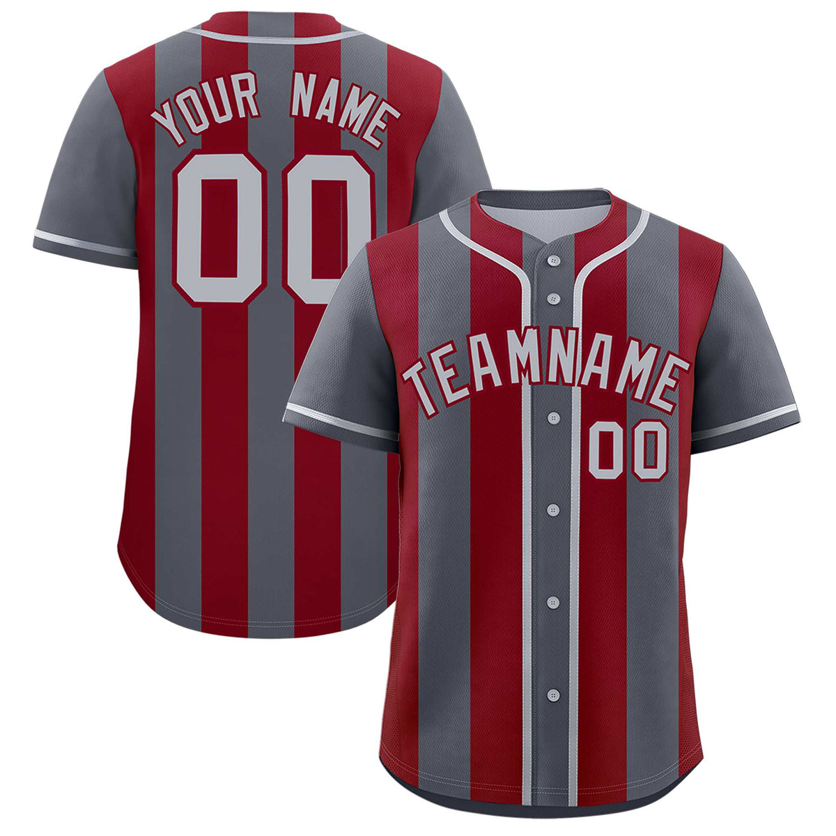 Custom Dark Gray Crimson Thick Stripe Fashion Authentic Baseball jersey | KXKSHOP