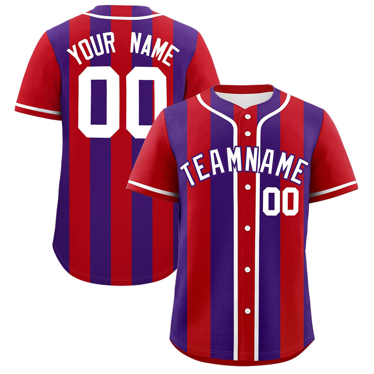Custom Red Purple Thick Stripe Fashion Authentic Baseball jersey | KXKSHOP