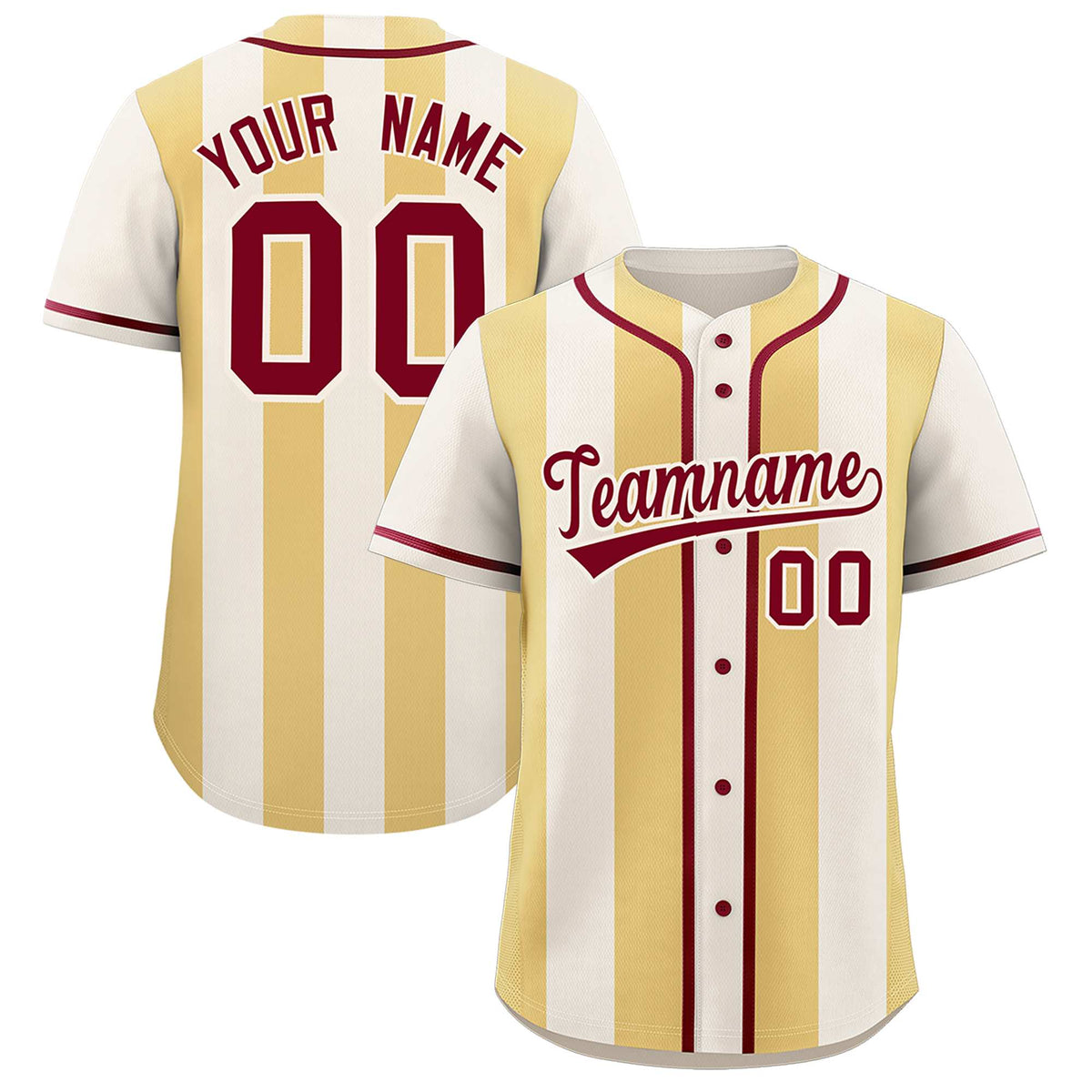 Custom Cream Khaki Thick Stripe Fashion Authentic Baseball jersey | KXKSHOP