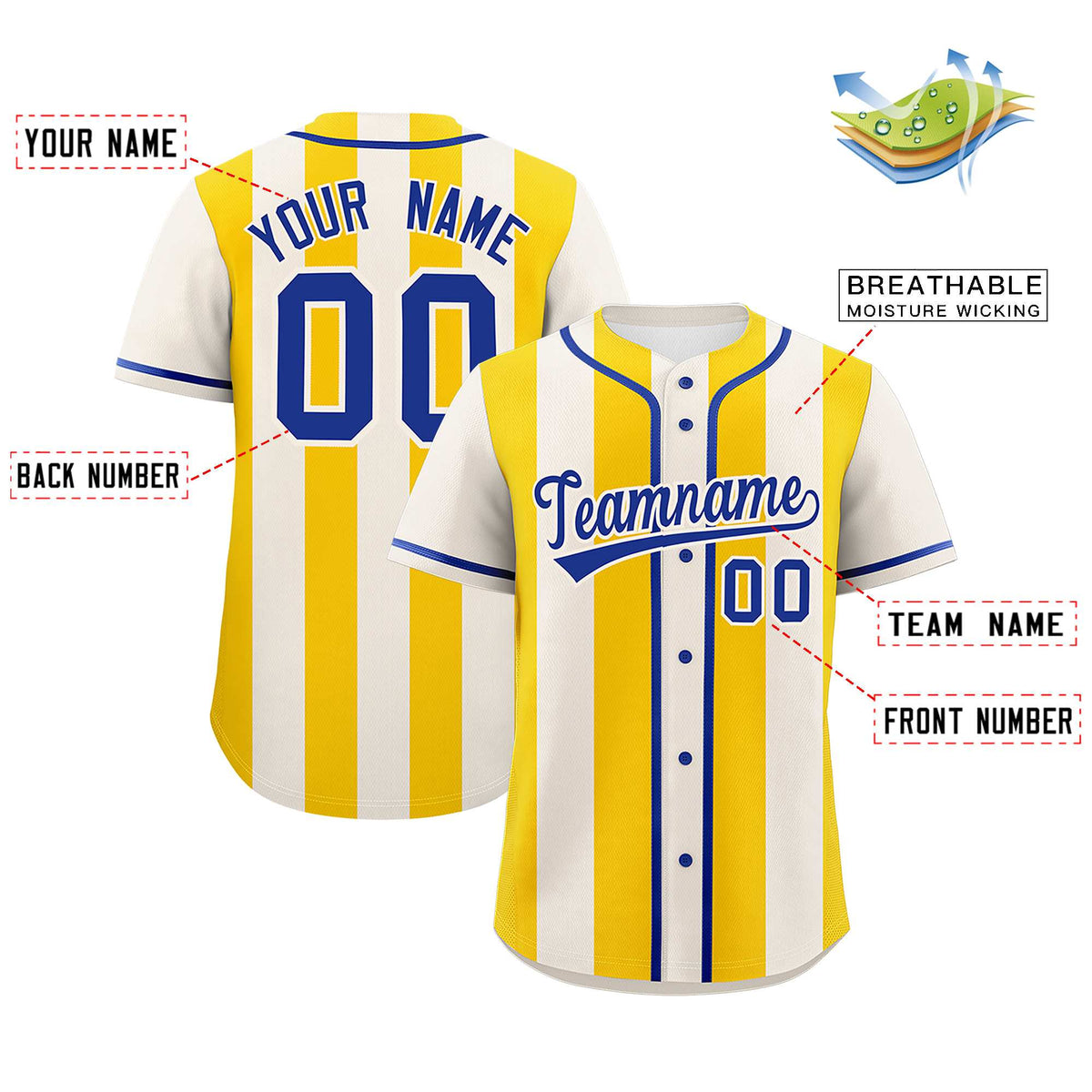 Custom Cream Gold Thick Stripe Fashion Authentic Baseball jersey | KXKSHOP