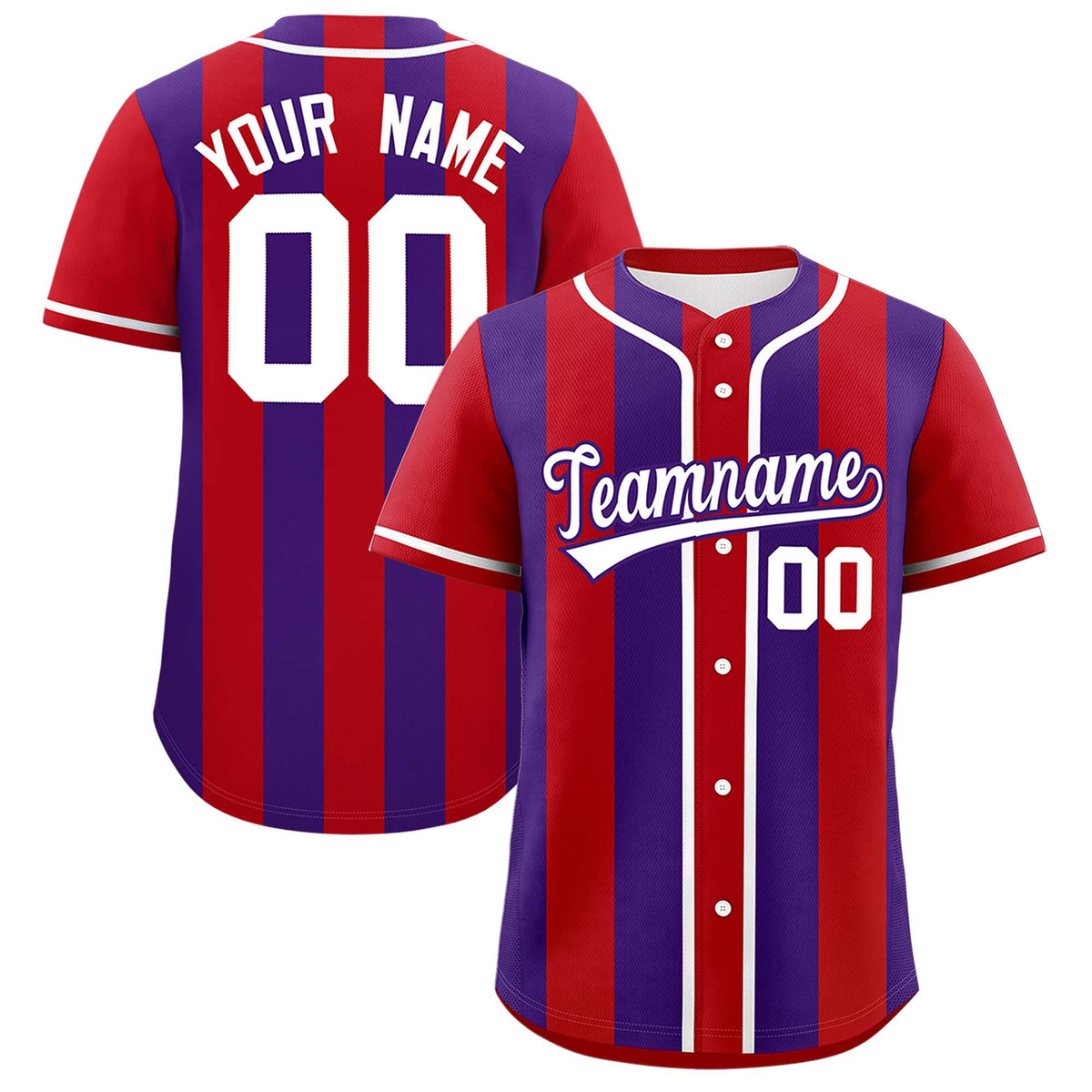 Custom Red Purple Thick Stripe Fashion Authentic Baseball jersey | KXKSHOP