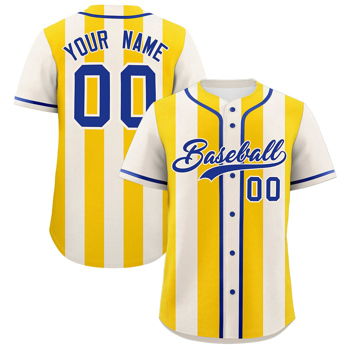 Custom Cream Gold Thick Stripe Fashion Authentic Baseball jersey | KXKSHOP