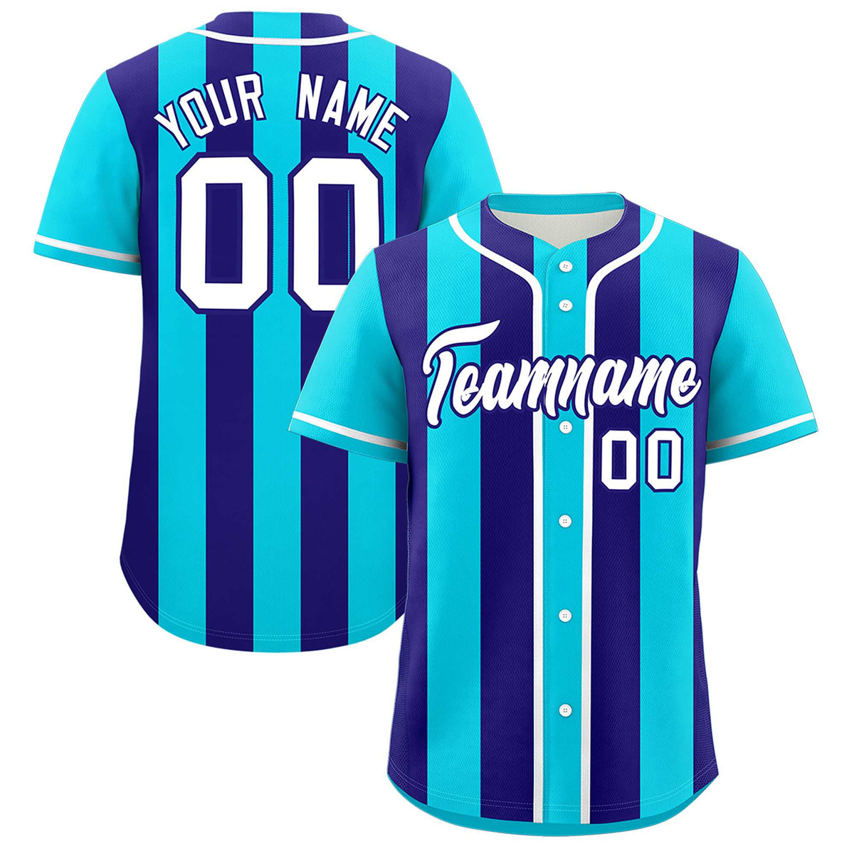 Custom Sky Blue Purple Thick Stripe Fashion Authentic Baseball jersey | KXKSHOP