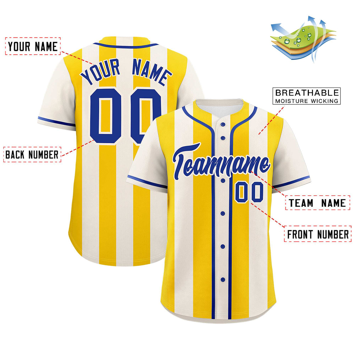 Custom Cream Gold Thick Stripe Fashion Authentic Baseball jersey | KXKSHOP