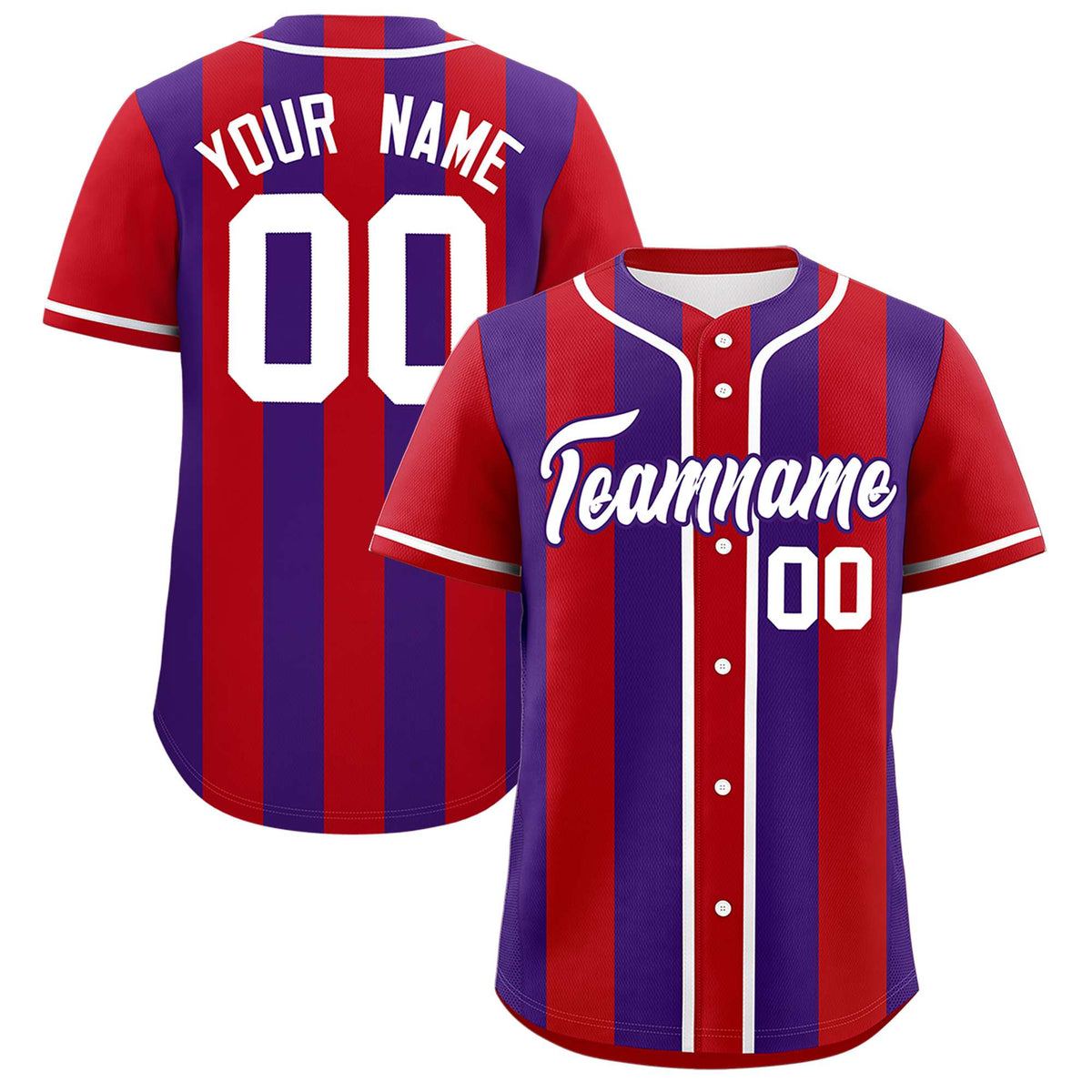 Custom Red Purple Thick Stripe Fashion Authentic Baseball jersey | KXKSHOP