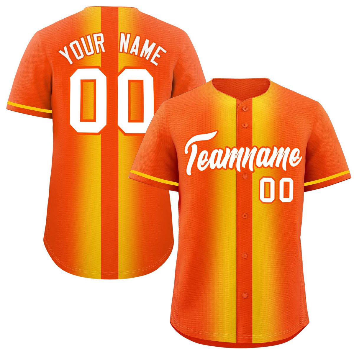 Custom Orange Gold Lapel Gradient Fashion Authentic Baseball Jersey| KXKSHOP