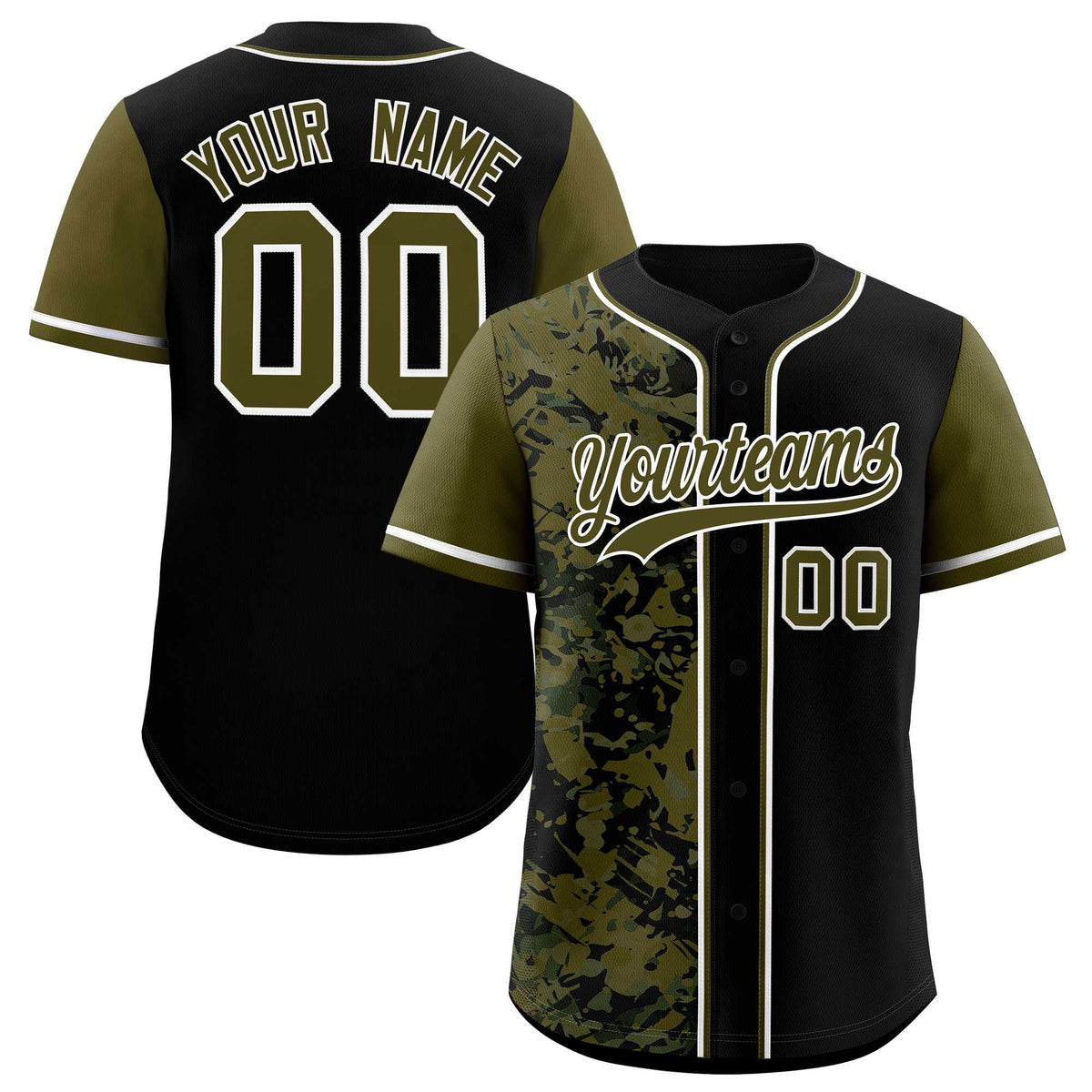 Custom Black Olive Split Personalized Graffiti Raglan Sleeve Authentic Baseball Jersey