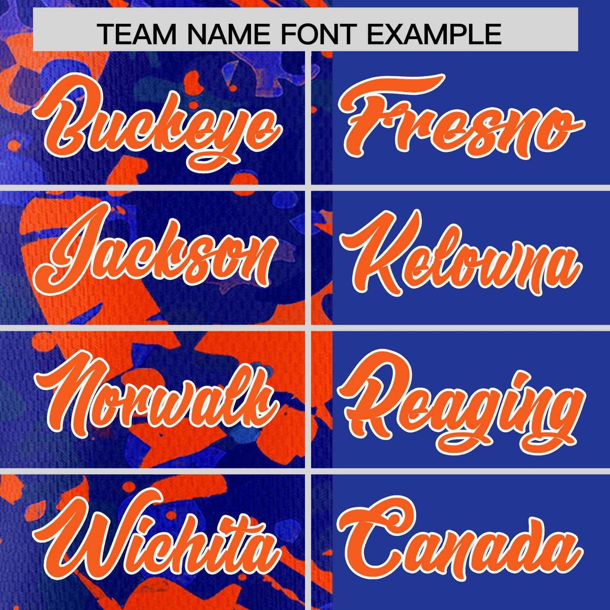 Custom Royal Orange Split Personalized Graffiti Raglan Sleeve Authentic Baseball Jersey