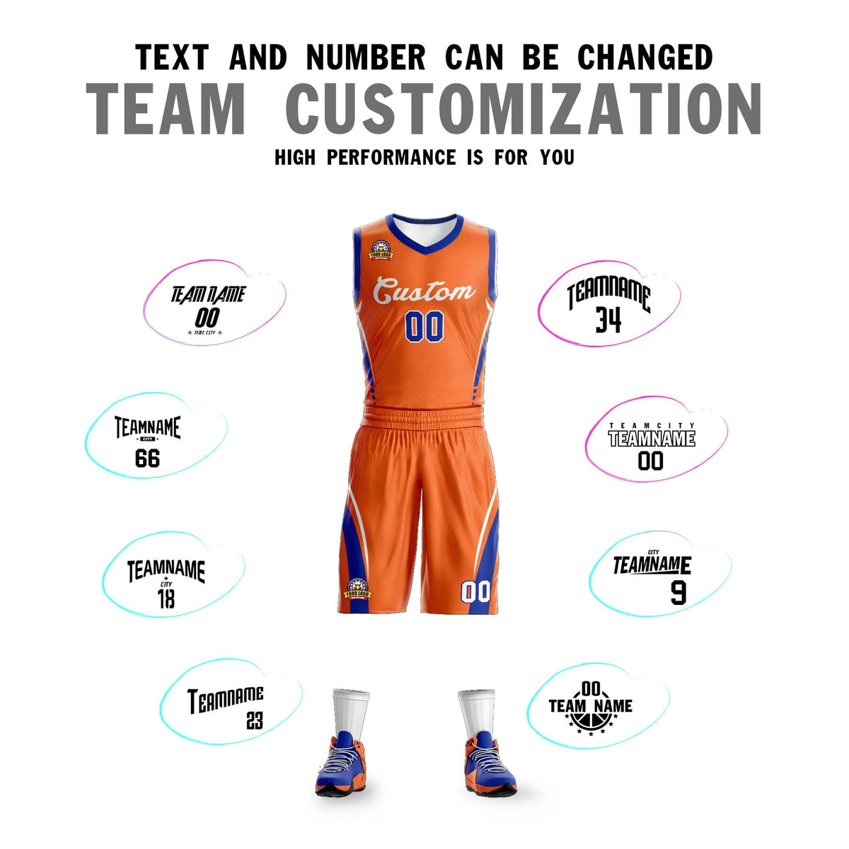 Maillot de basket-ball personnalisé orange et blanc classique en maille