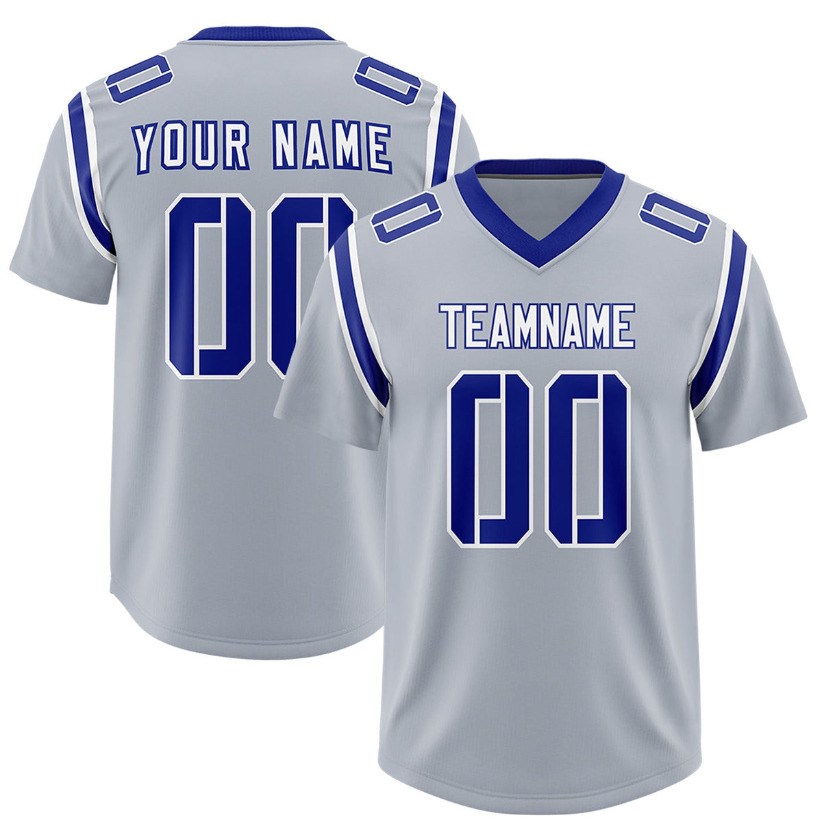 Custom Silver Personalized Shoulder Cut Two-Tone Authentic American Football Jersey