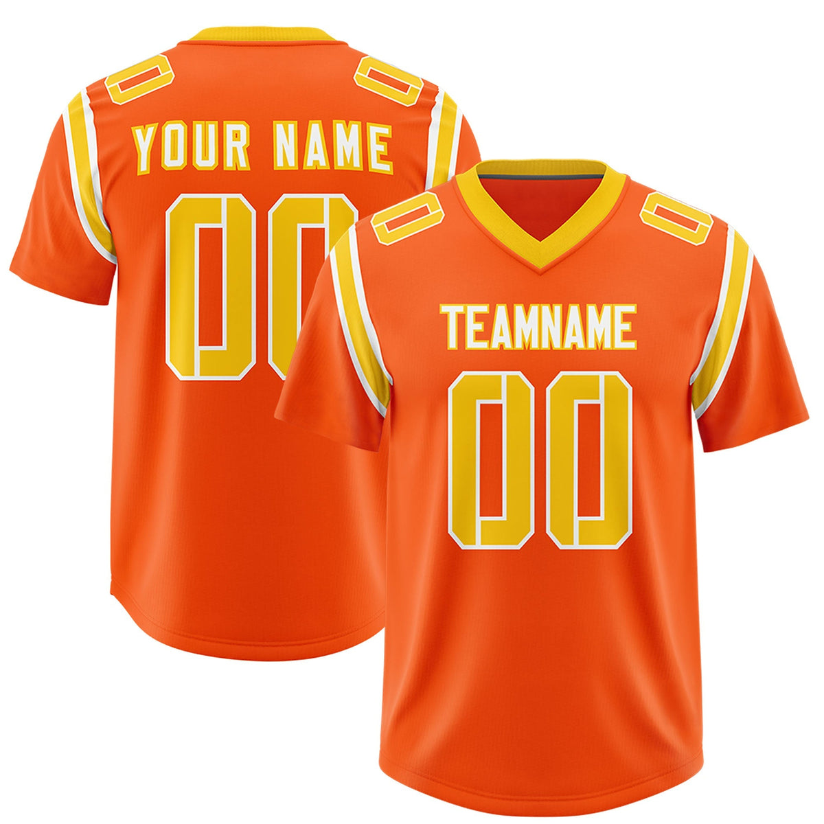 Custom Orange Personalized Shoulder Cut Two-Tone Authentic American Football Jersey