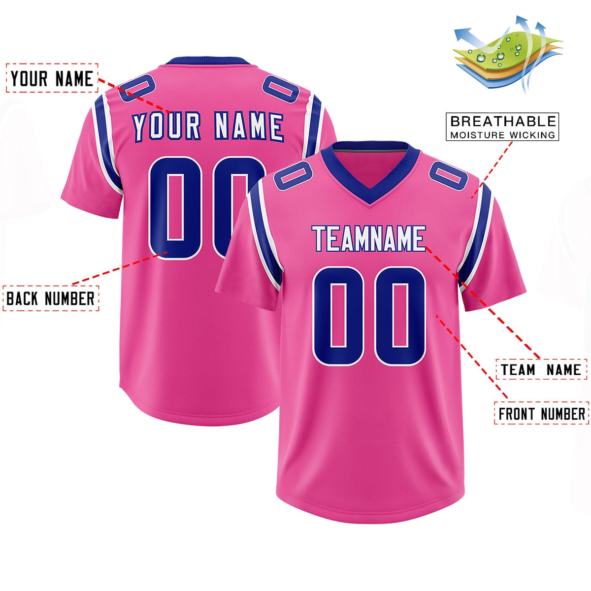 Custom Pink Personalized Shoulder Cut Two-Tone Authentic American Football Jersey