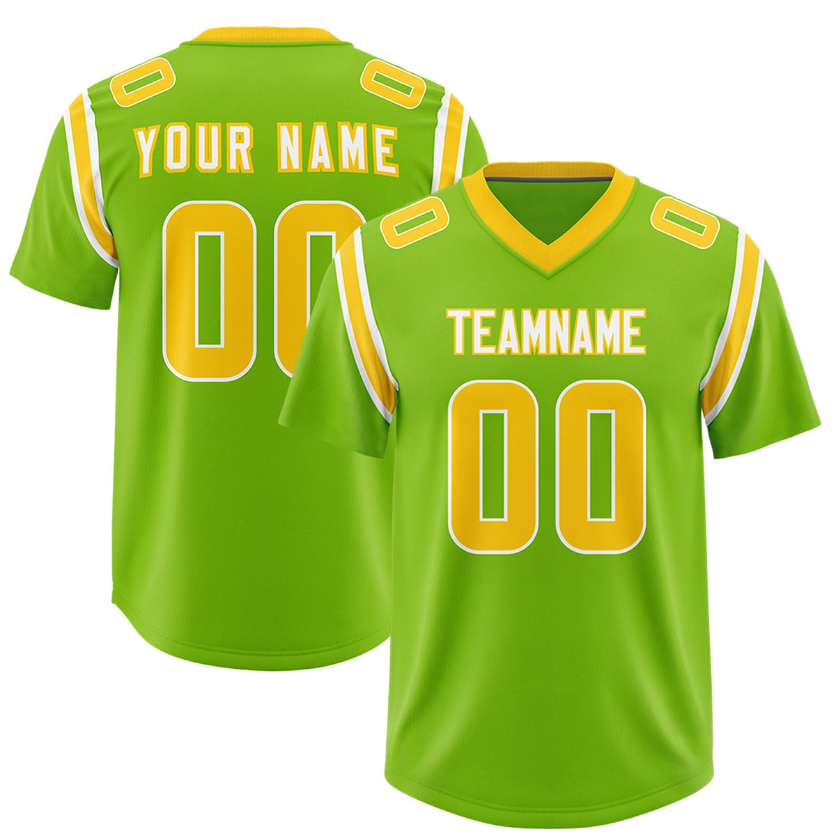 Custom Neon Green Personalized Shoulder Cut Two-Tone Authentic American Football Jersey