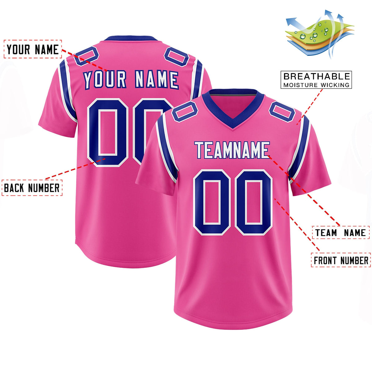 Custom Pink Personalized Shoulder Cut Two-Tone Authentic American Football Jersey
