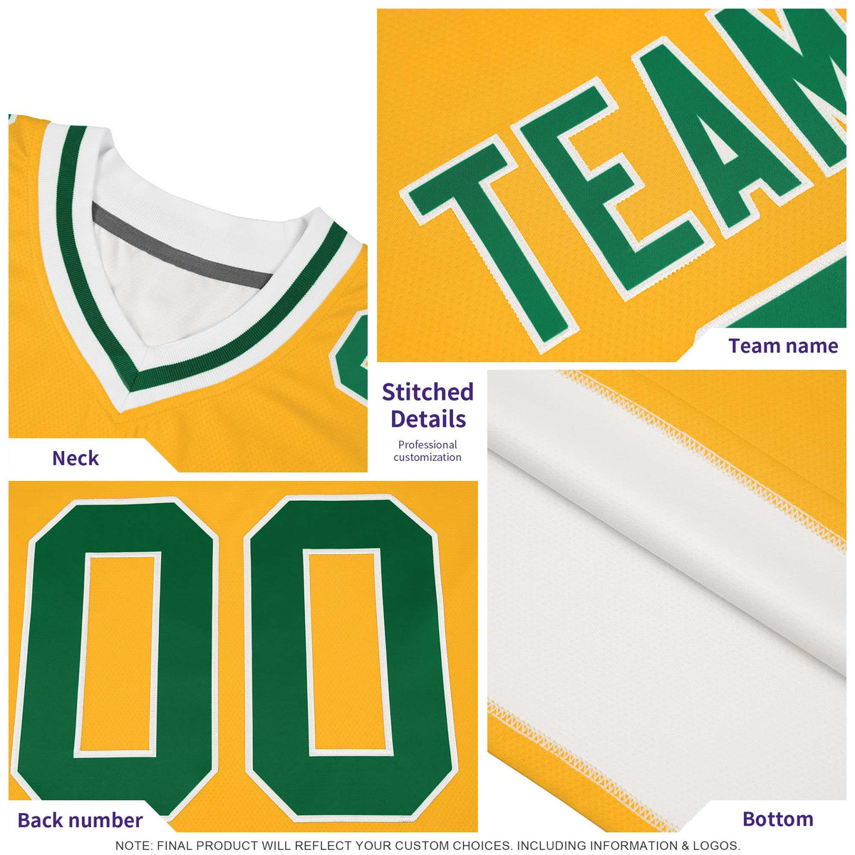 Custom Old Gold Personalized Shoulder Cut Two-Tone Authentic American Football Jersey