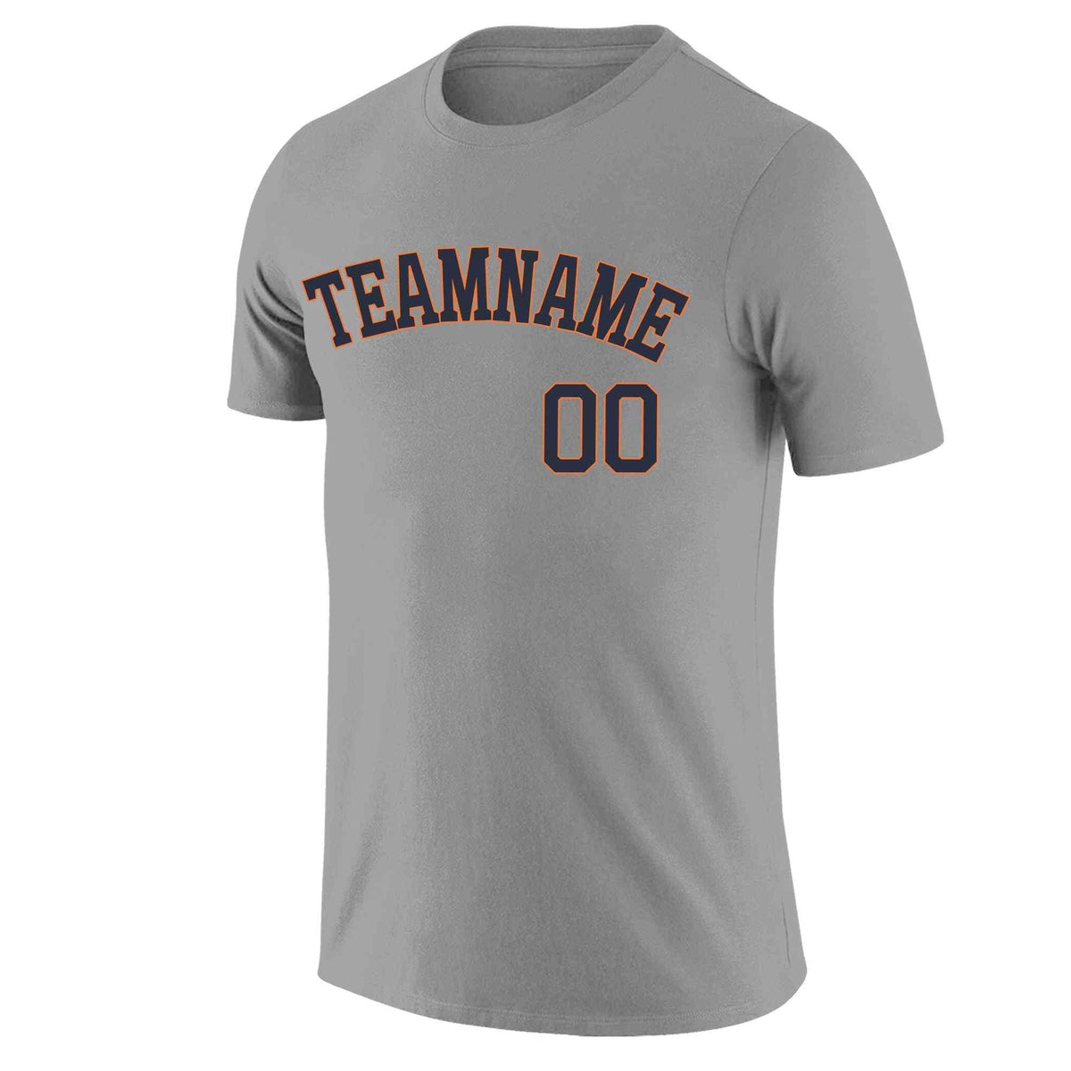 Custom Gray Navy-Orange Classic Style Crew neck T-Shirts Full Sublimated | KXKSHOP