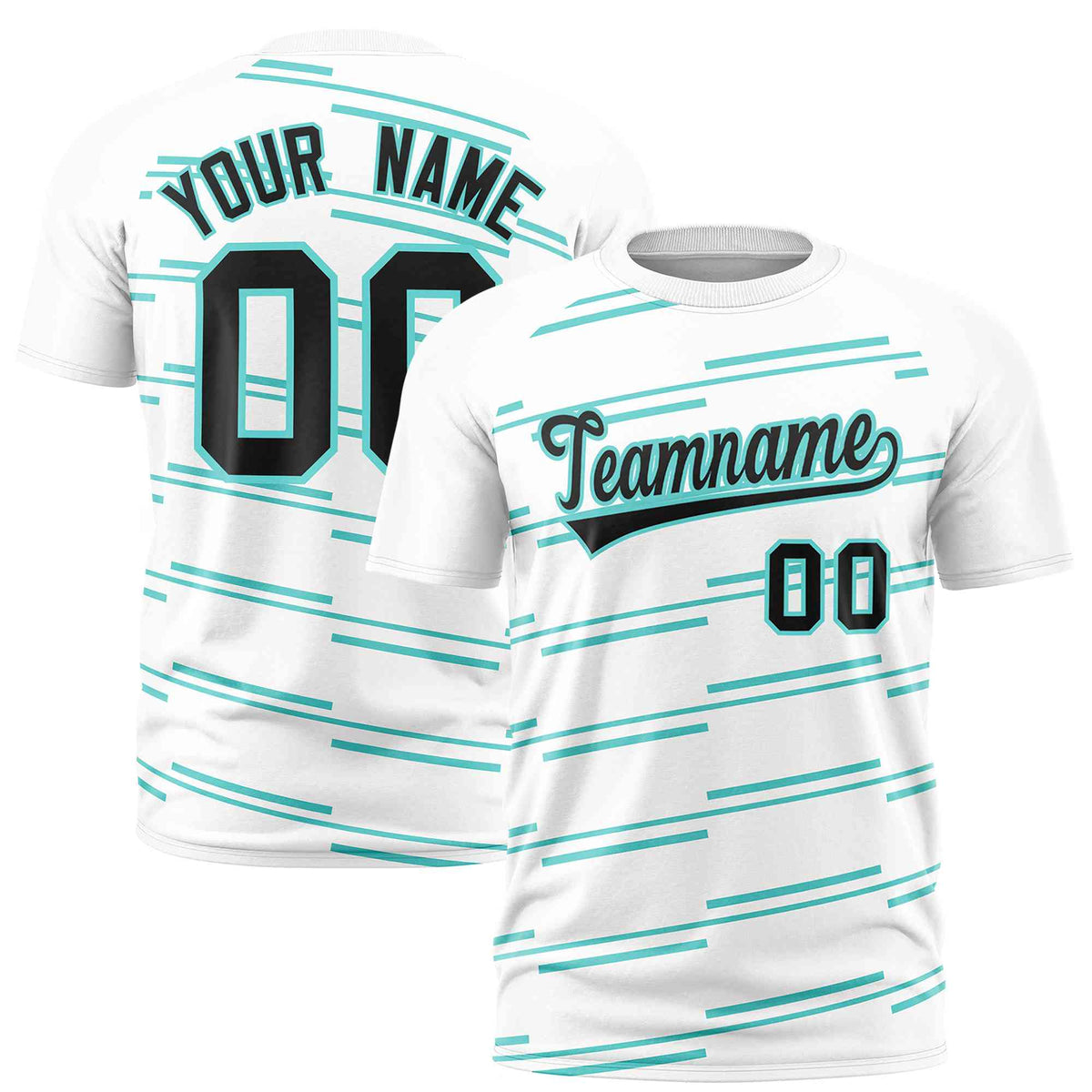 Custom White Aqua Personalized Slanting Line Graffiti Pattern Performance T-Shirt | KXKSHOP