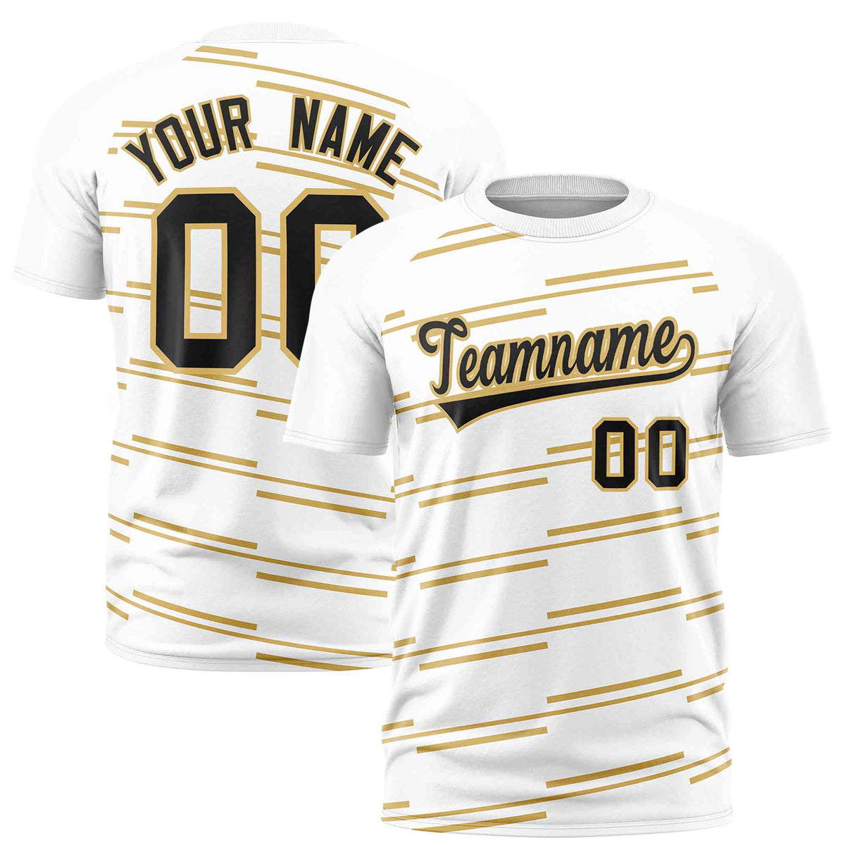 Custom White Old Gold Personalized Slanting Line Graffiti Pattern Performance T-Shirt | KXKSHOP