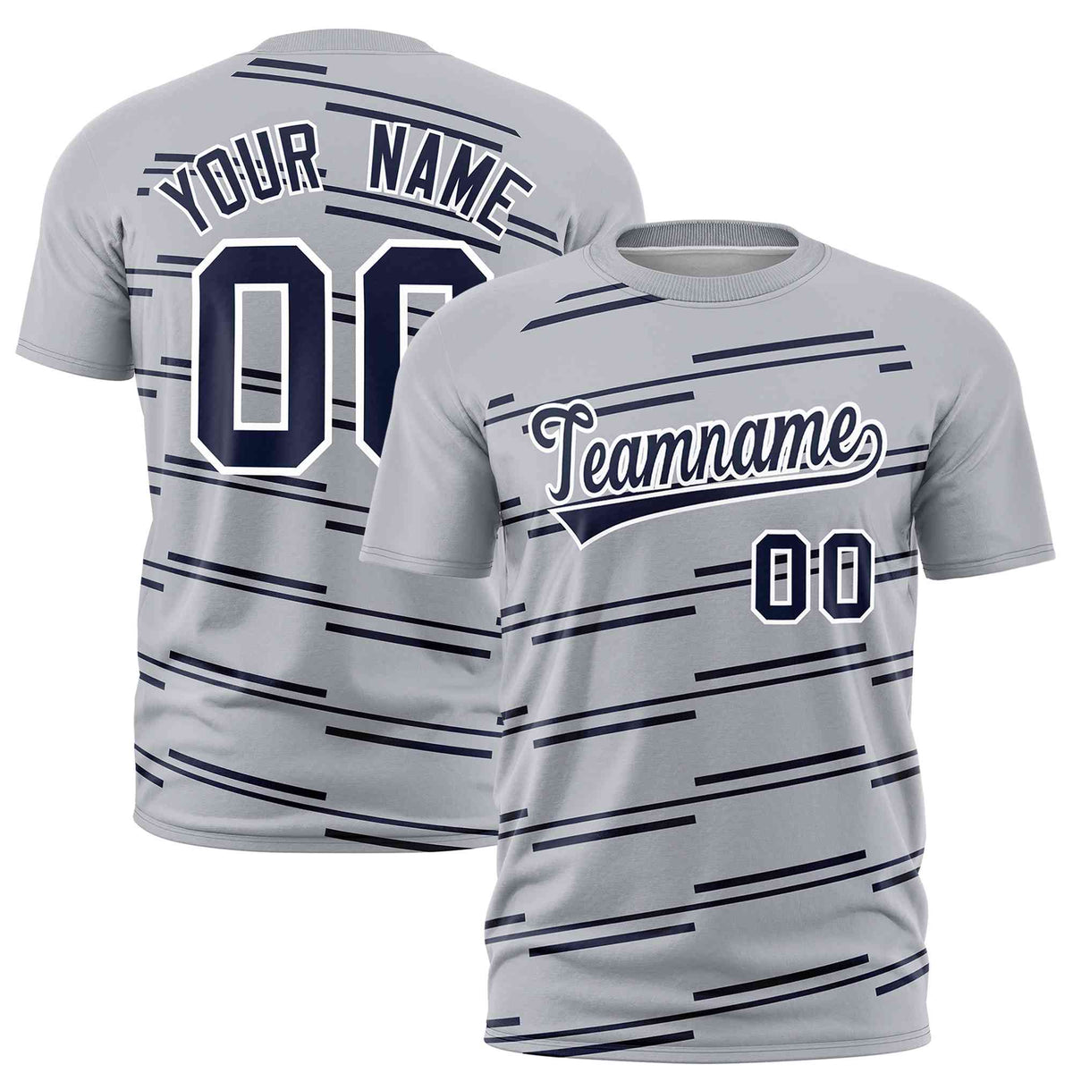 Custom Gray Navy Personalized Slanting Line Graffiti Pattern Performance T-Shirt | KXKSHOP