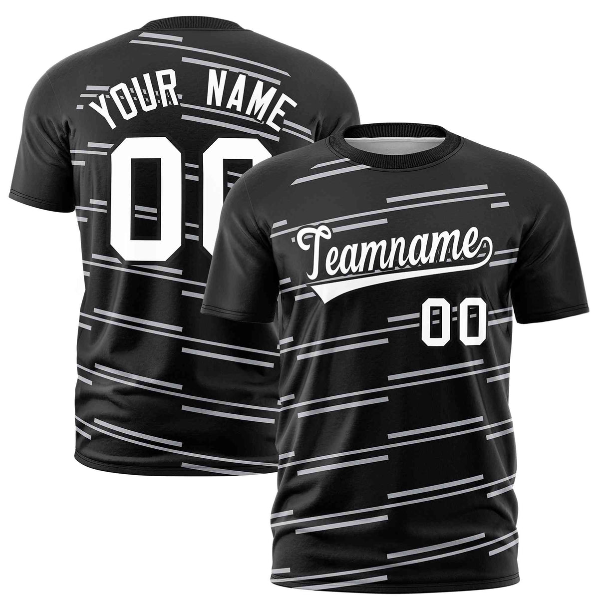 Custom Black Gray Personalized Slanting Line Graffiti Pattern Performance T-Shirt | KXKSHOP