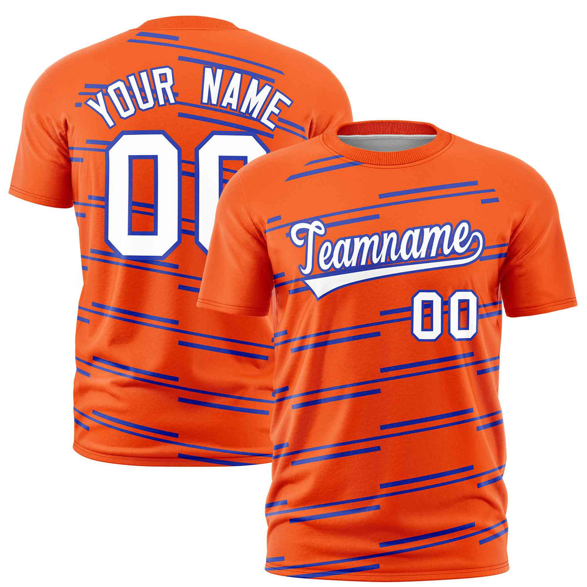 Custom Orange Royal Personalized Slanting Line Graffiti Pattern Performance T-Shirt | KXKSHOP