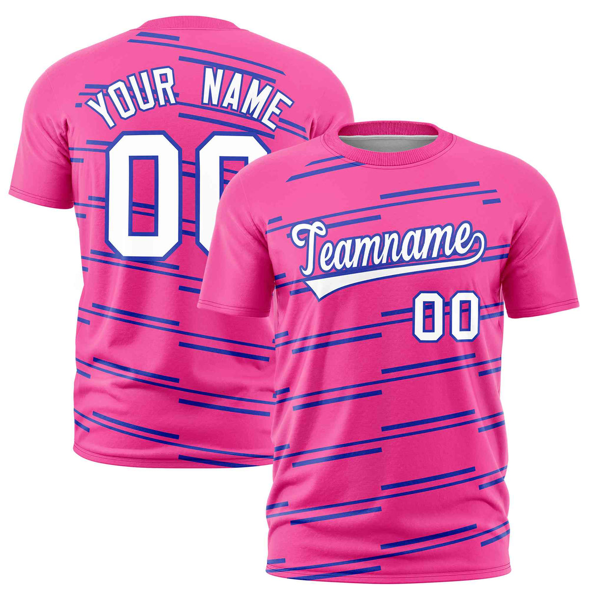 Custom Pink Royal Personalized Slanting Line Graffiti Pattern Performance T-Shirt | KXKSHOP