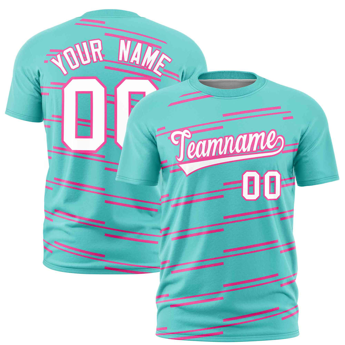 Custom Aqua Pink Personalized Slanting Line Graffiti Pattern Performance T-Shirt | KXKSHOP
