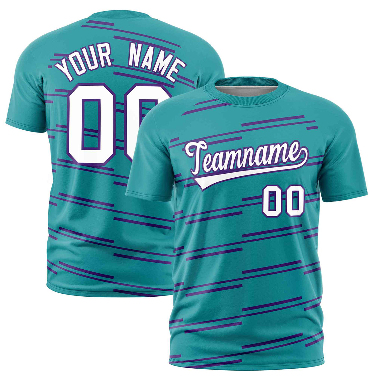 Custom Aqua Purple Personalized Slanting Line Graffiti Pattern Performance T-Shirt | KXKSHOP