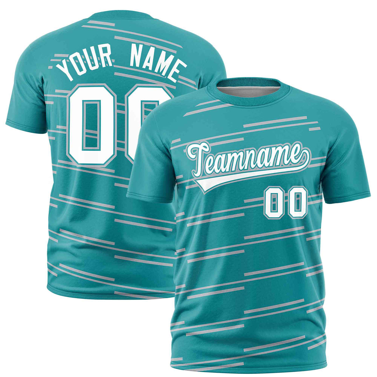 Custom Aqua Gray Personalized Slanting Line Graffiti Pattern Performance T-Shirt | KXKSHOP