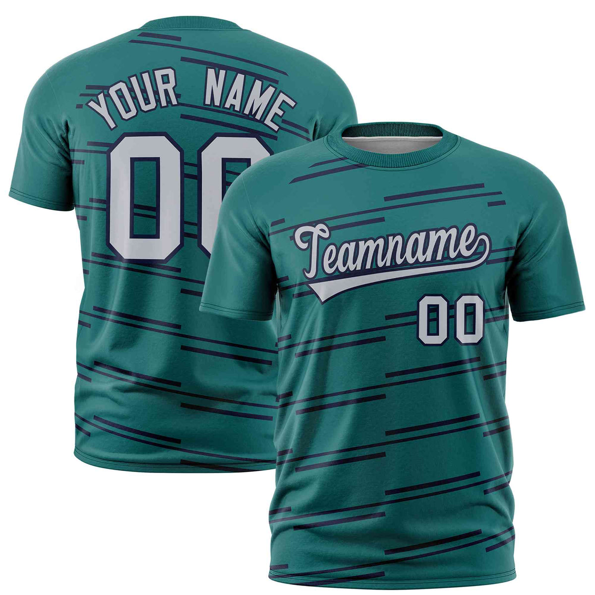 Custom Aqua Navy Personalized Slanting Line Graffiti Pattern Performance T-Shirt | KXKSHOP