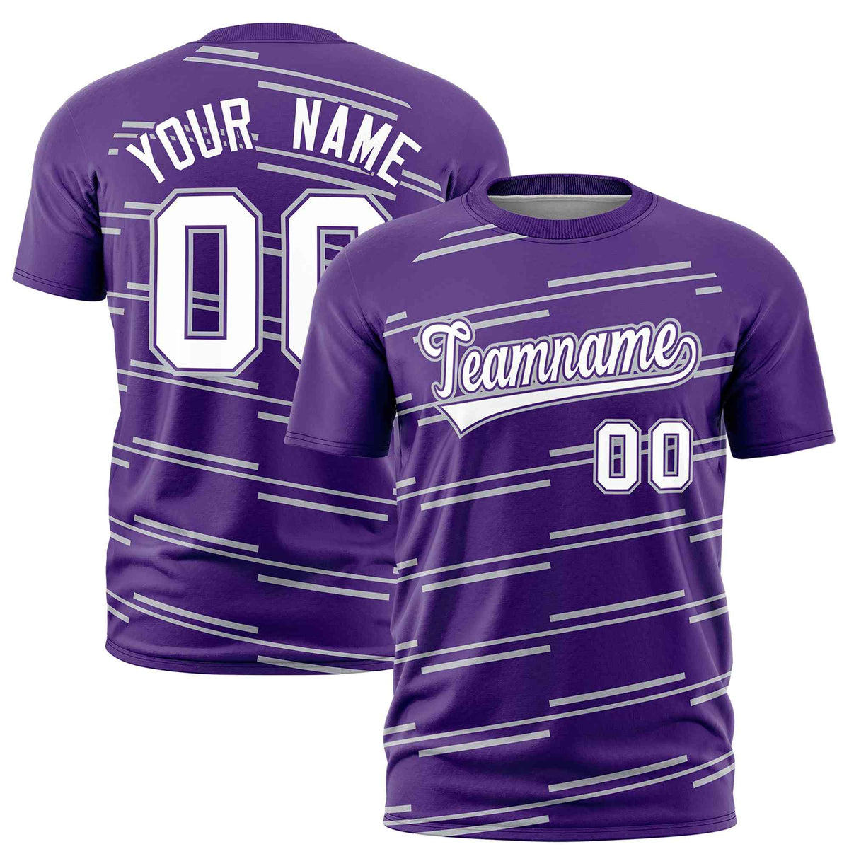 Custom Purple Gray Personalized Slanting Line Graffiti Pattern Performance T-Shirt | KXKSHOP