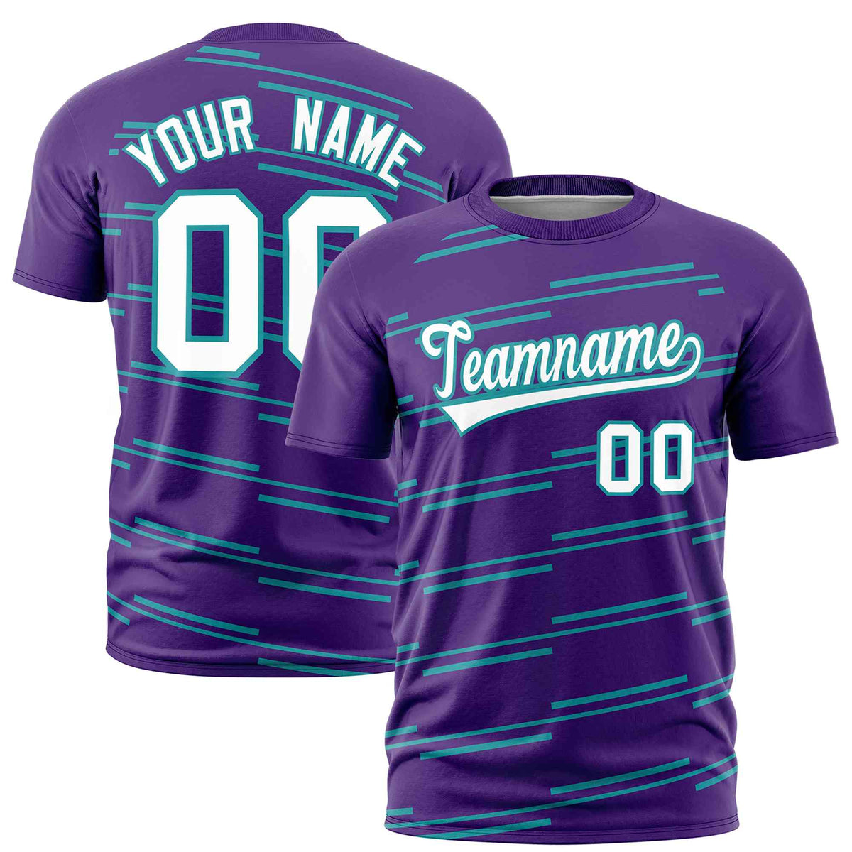 Custom Purple Aqua Personalized Slanting Line Graffiti Pattern Performance T-Shirt | KXKSHOP