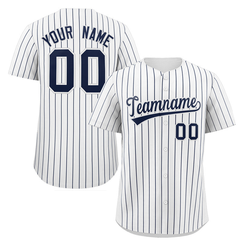 Maillot de baseball authentique à rayures blanches et bleu marine