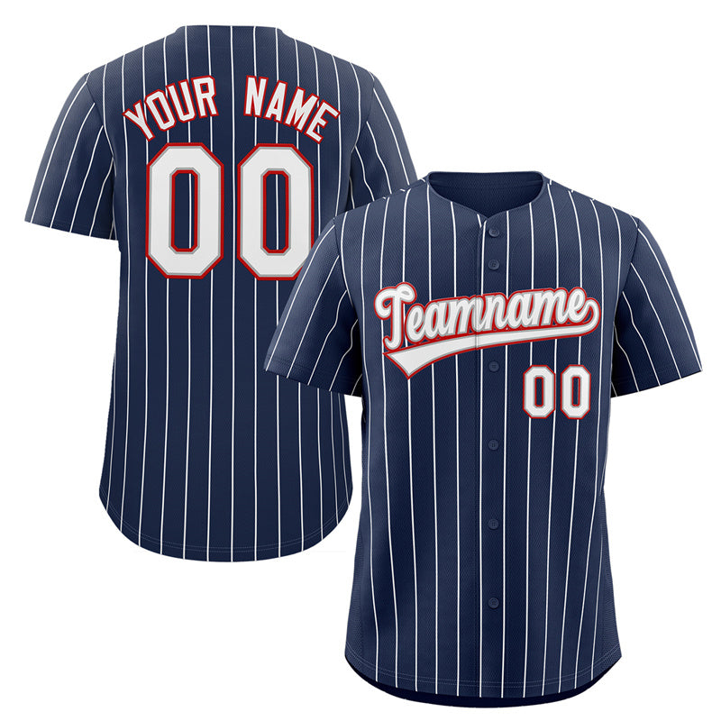Benutzerdefinierte Navy Weiß-Rot Streifen Mode Authentic Baseball Jersey