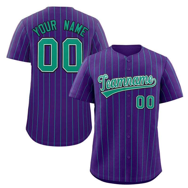 Benutzerdefinierte Lila Teal-Schwarz Streifen Mode Authentische Baseball Jersey