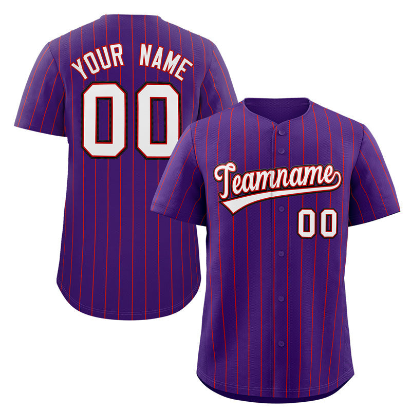 Benutzerdefinierte Lila Weiß-Schwarz Streifen Mode Authentische Baseball Jersey