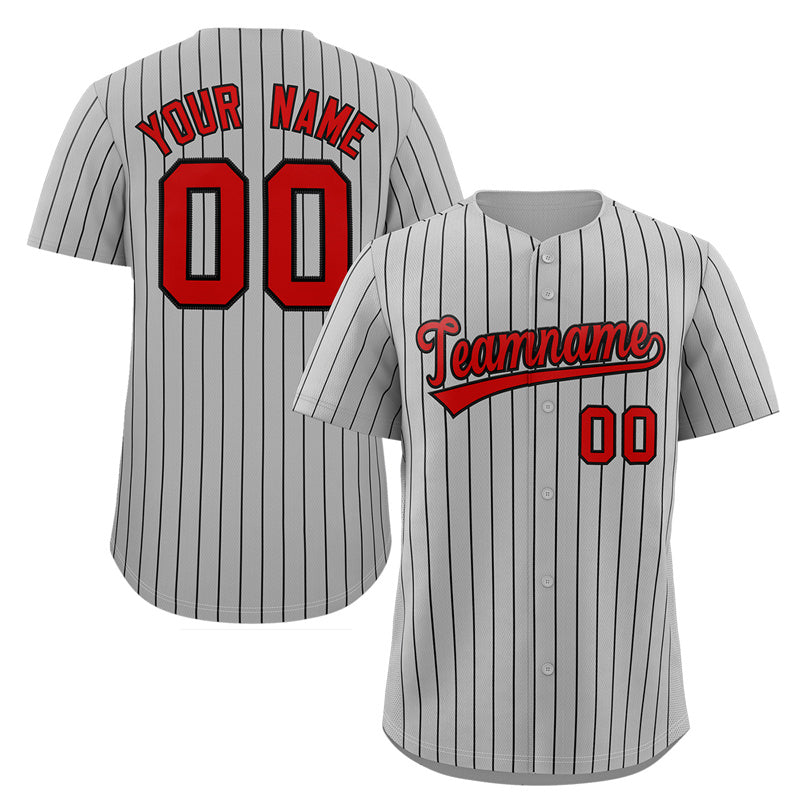 Benutzerdefinierte grau rot-marineblau gestreiften Mode authentische Baseball Jersey