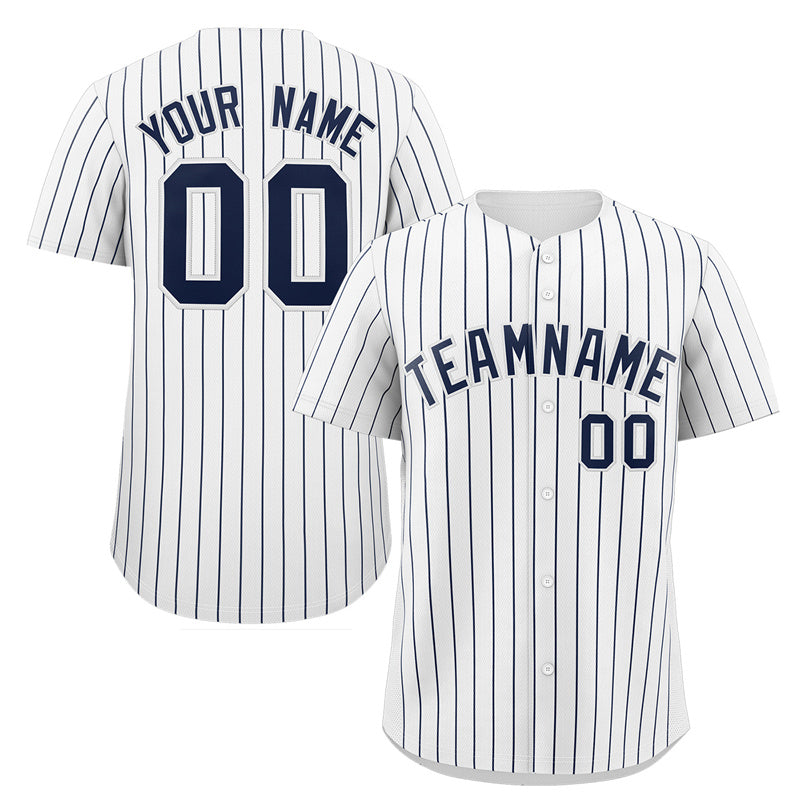 Maillot de baseball authentique à rayures blanches et bleu marine