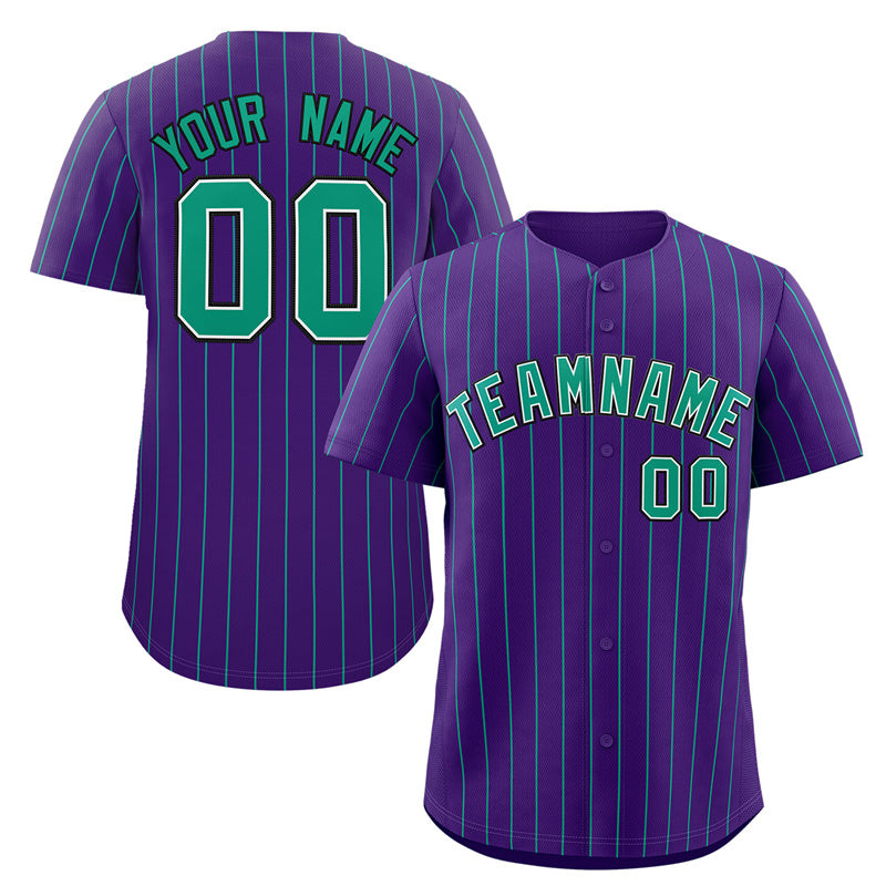 Benutzerdefinierte Lila Teal-Schwarz Streifen Mode Authentische Baseball Jersey