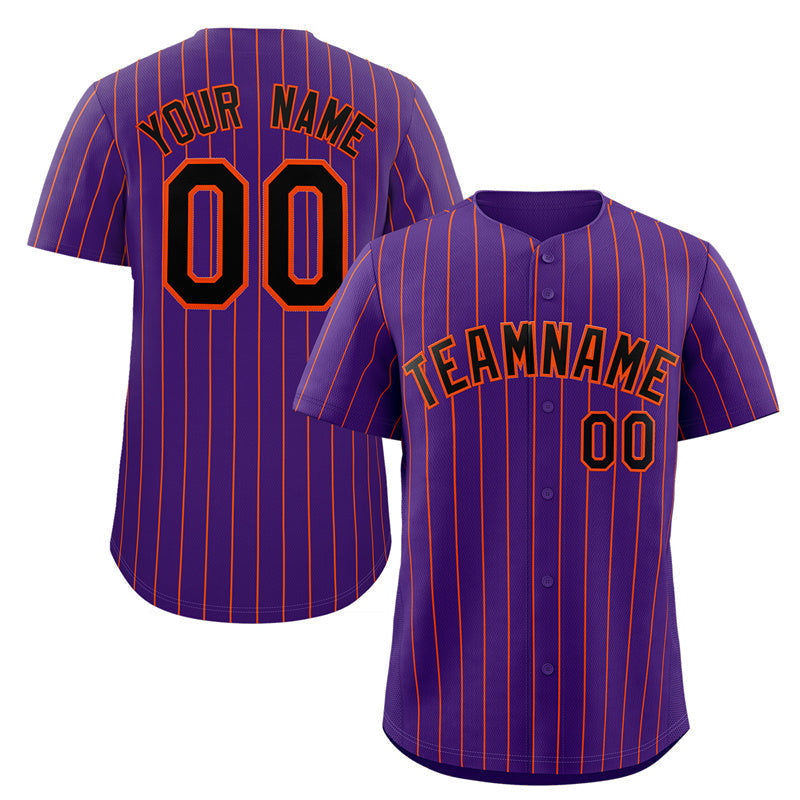 Benutzerdefinierte Lila Schwarz-Orange Streifen Mode Authentische Baseball Jersey