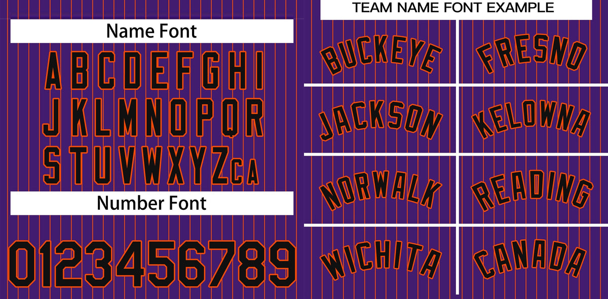 Benutzerdefinierte Lila Schwarz-Orange Streifen Mode Authentische Baseball Jersey