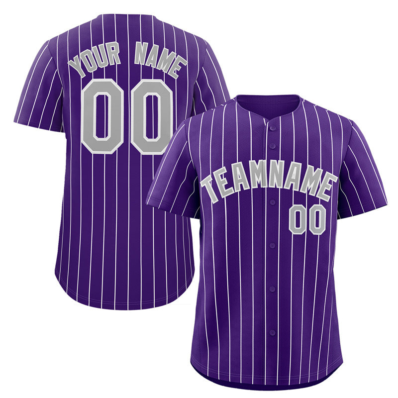 Benutzerdefinierte Lila Grau-Weiß Streifen Mode Authentische Baseball Jersey