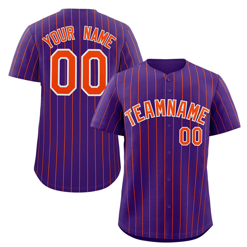 Benutzerdefinierte Lila Orange-Weiß Streifen Mode Authentische Baseball Jersey