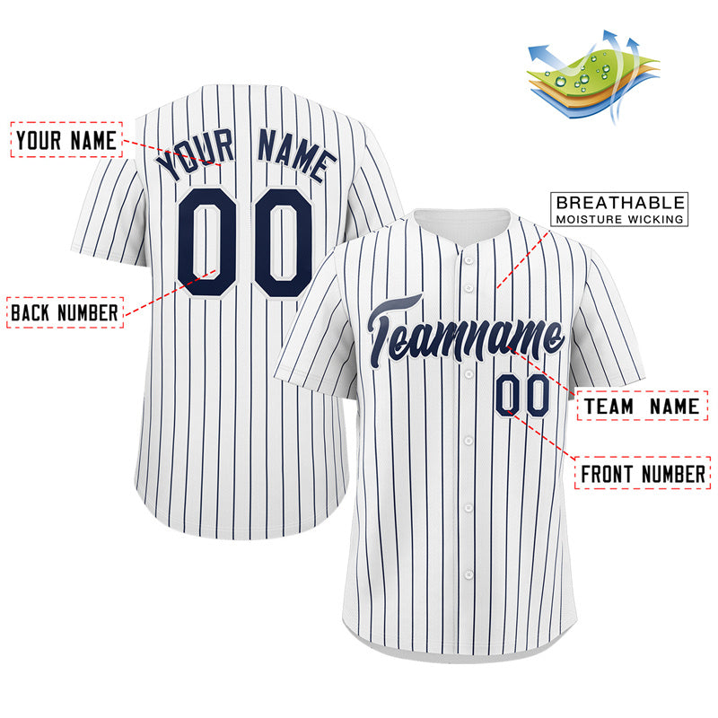 Maillot de baseball authentique à rayures blanches et bleu marine