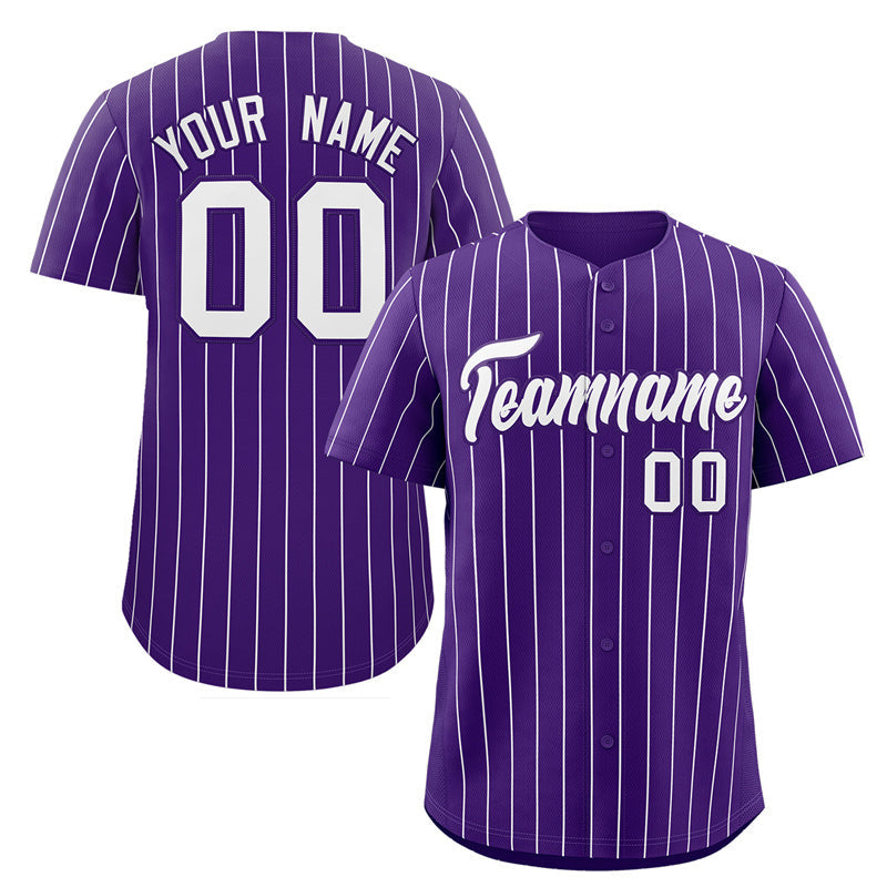 Benutzerdefinierte Lila Weiß Streifen Mode Authentische Baseball Jersey
